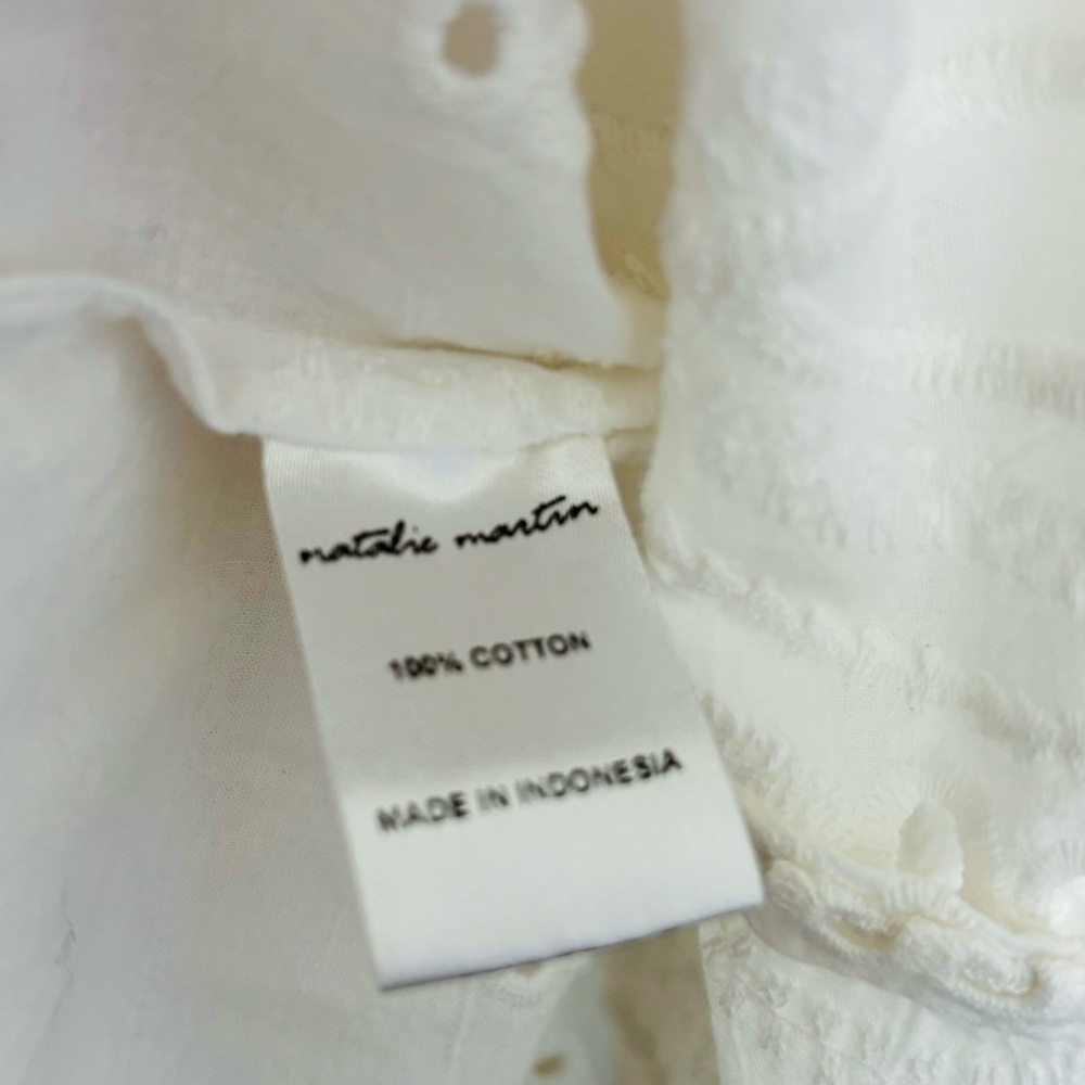 Natalie Martin White Eyelet Embroidered Dress Button Front XS - Picture 12 of 13